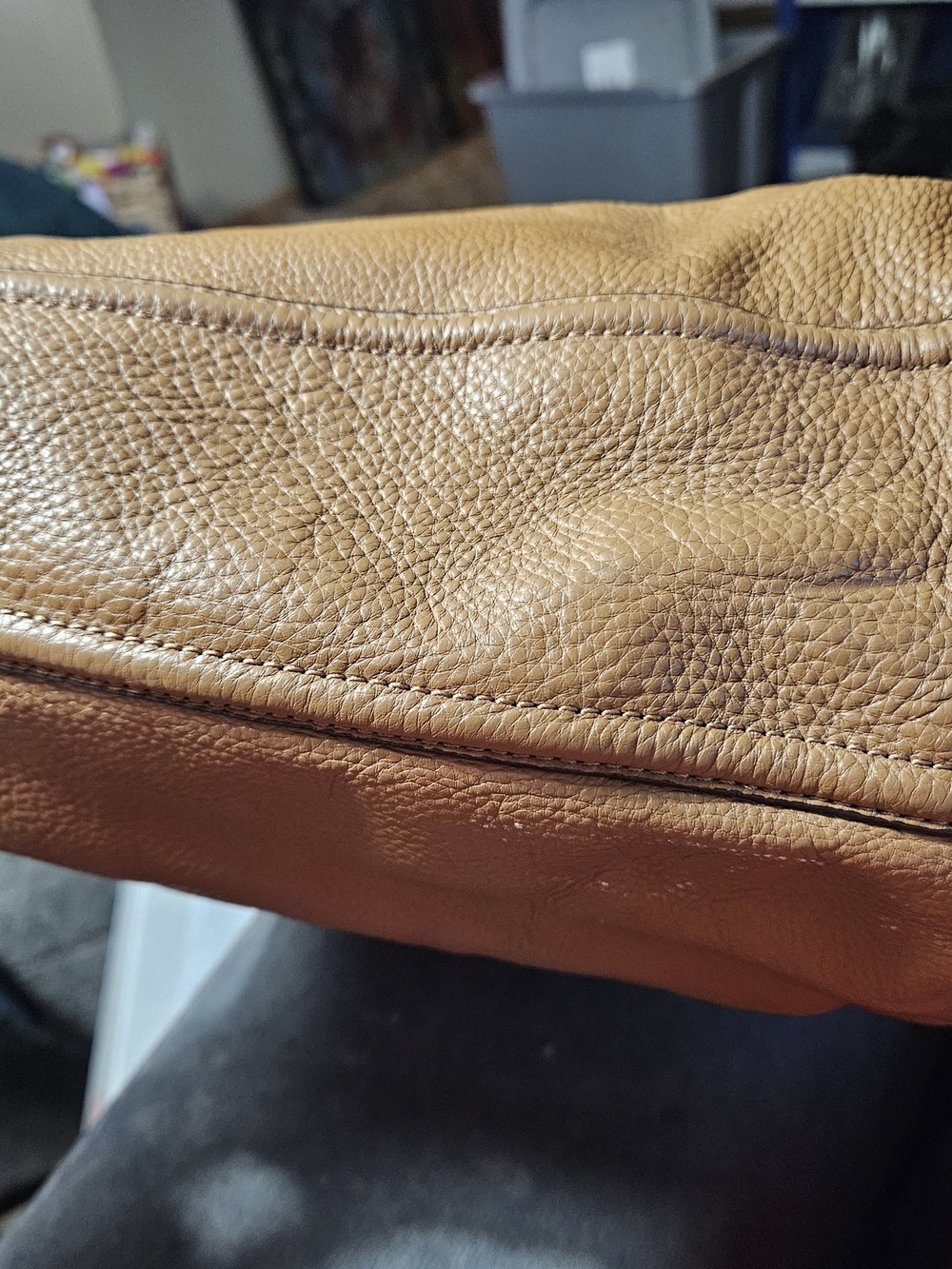 Coach Pebbled Leather Shoulder Bag in Cognac Brown with Brass Hardware - Picture 7 of 15